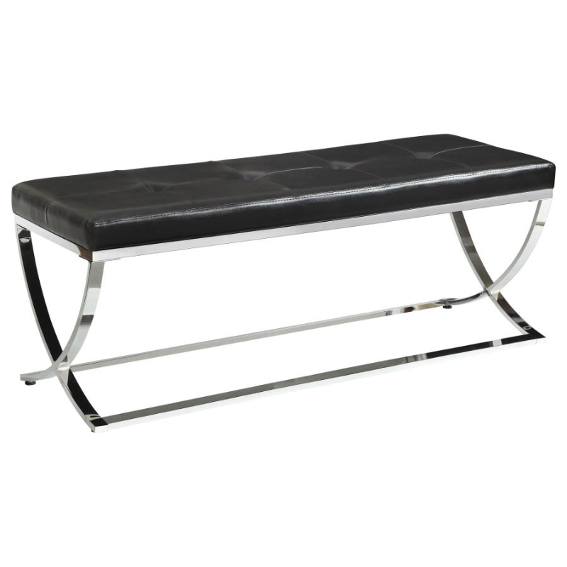 Walton Leatherette Tufted Accent Bench Black - 501156