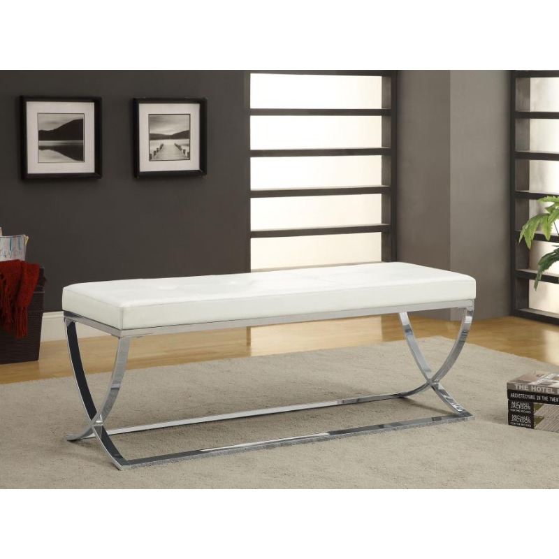 Walton Leatherette Tufted Accent Bench White - 501157