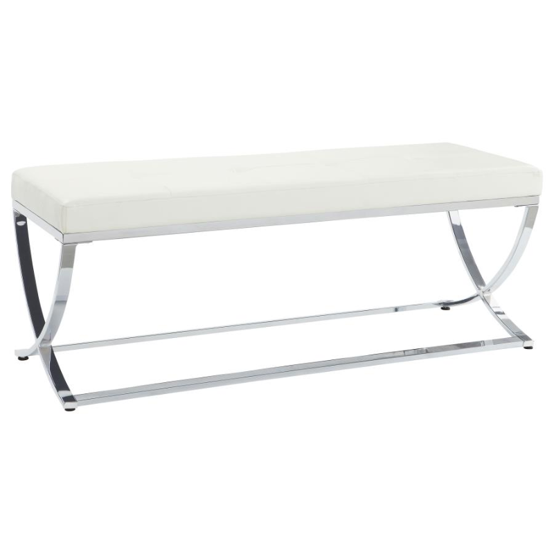 Walton Leatherette Tufted Accent Bench White - 501157