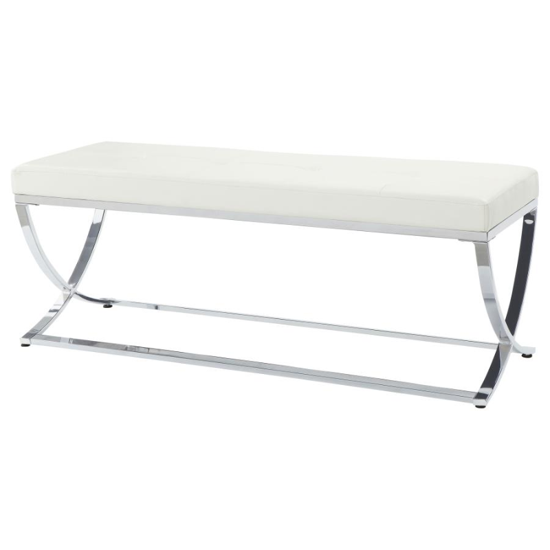 Walton Leatherette Tufted Accent Bench White - 501157