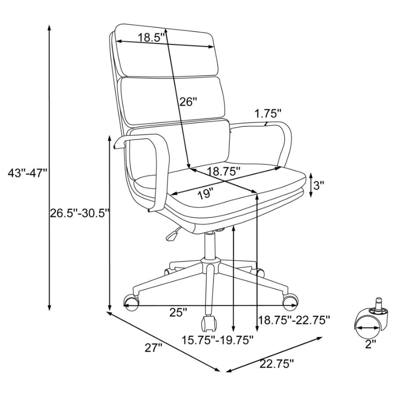 Ximena Upholstered Adjustable High Back Office Chair White – 801746