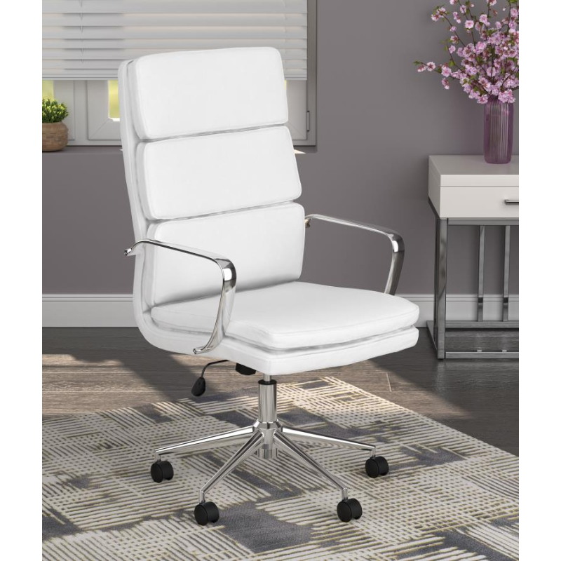Ximena Upholstered Adjustable High Back Office Chair White – 801746