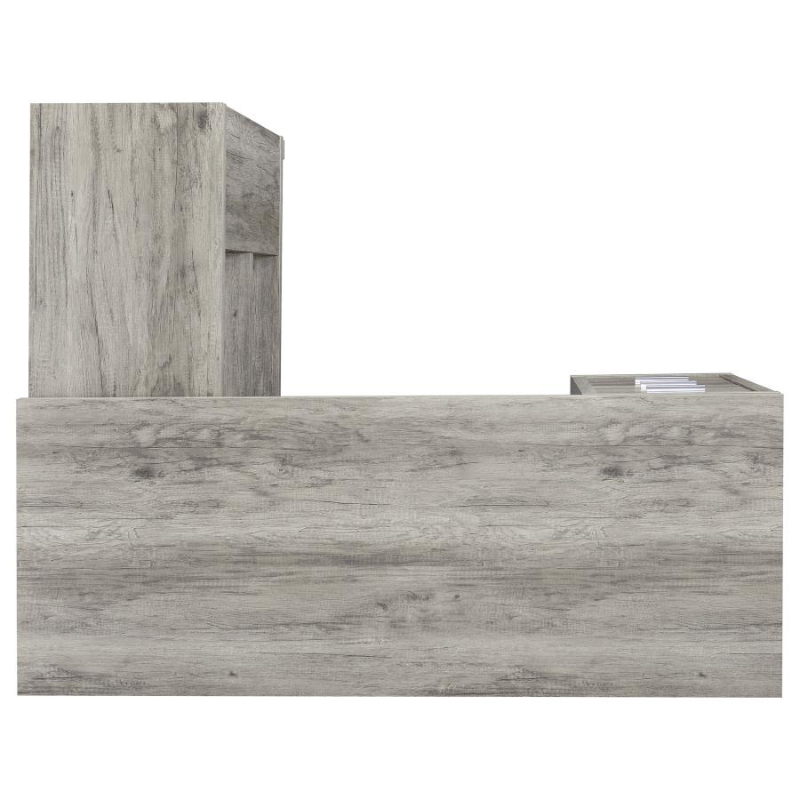 Yvette 60-Inch 3-Drawer L-Shape Computer Desk Grey Driftwood 801516