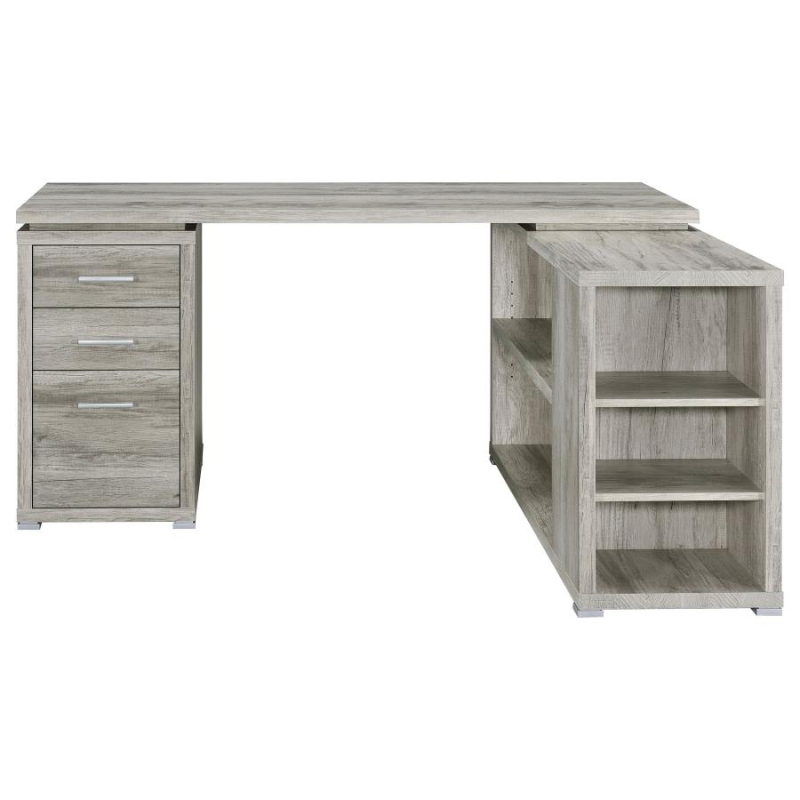 Yvette 60-Inch 3-Drawer L-Shape Computer Desk Grey Driftwood 801516