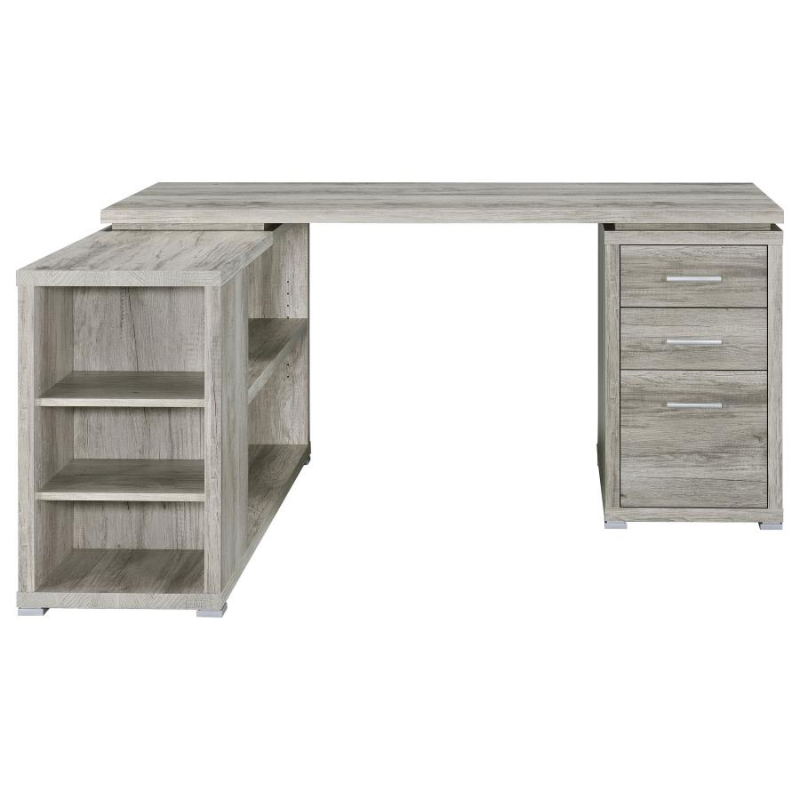 Yvette 60-Inch 3-Drawer L-Shape Computer Desk Grey Driftwood 801516