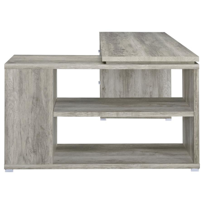 Yvette 60-Inch 3-Drawer L-Shape Computer Desk Grey Driftwood 801516