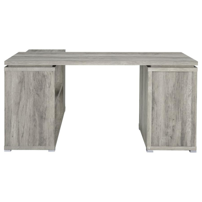Yvette 60-Inch 3-Drawer L-Shape Computer Desk Grey Driftwood 801516