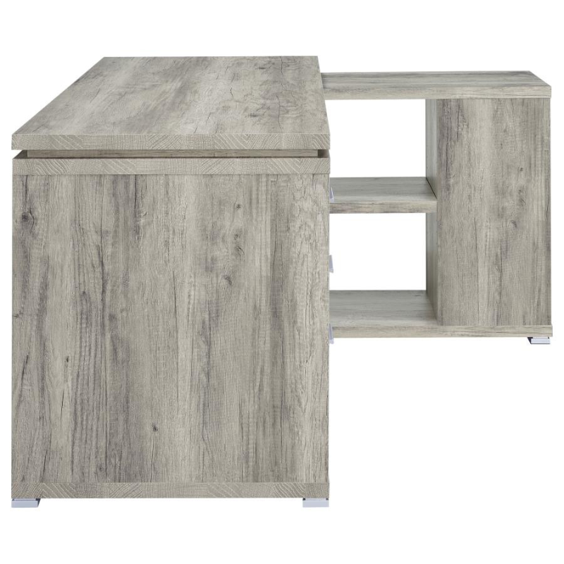Yvette 60-Inch 3-Drawer L-Shape Computer Desk Grey Driftwood 801516