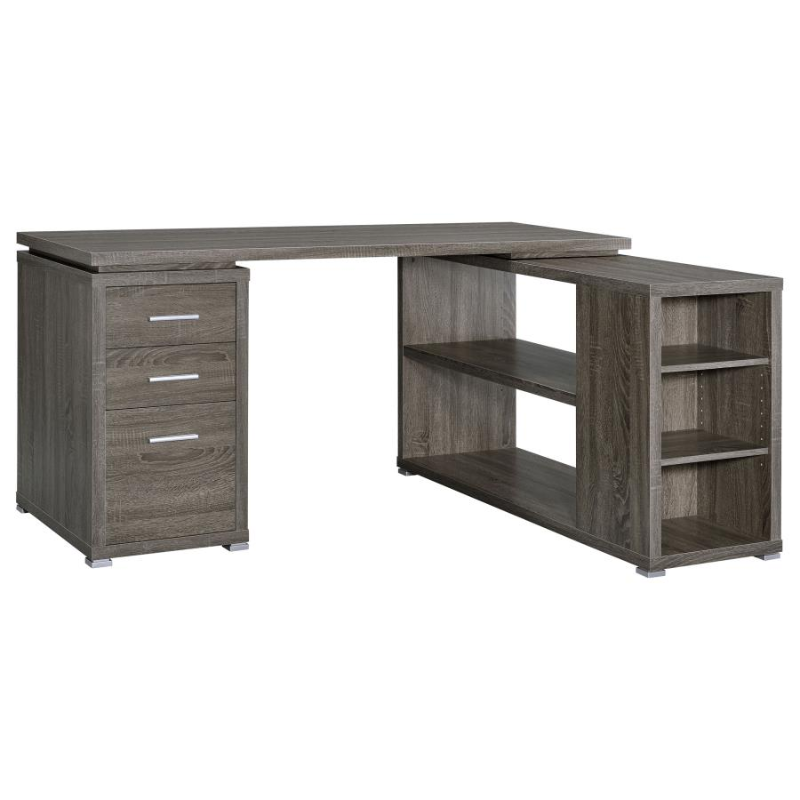 Yvette 60-inch 3-Drawer L-Shape Computer Desk Weathered Grey – 800518