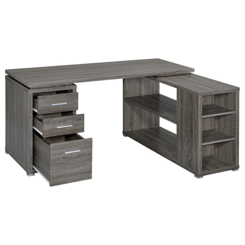 Yvette 60-inch 3-Drawer L-Shape Computer Desk Weathered Grey – 800518