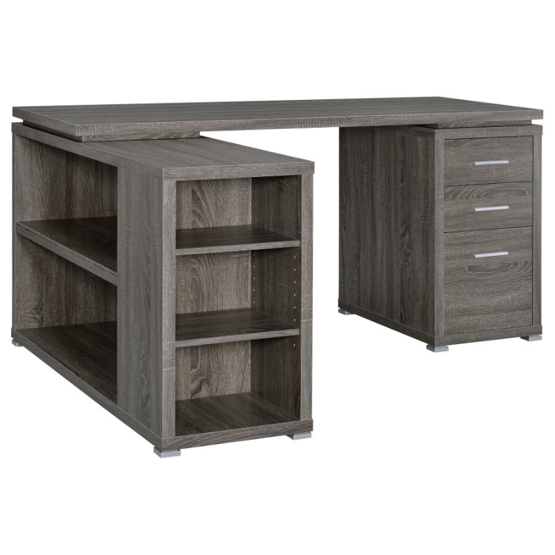Yvette 60-inch 3-Drawer L-Shape Computer Desk Weathered Grey – 800518