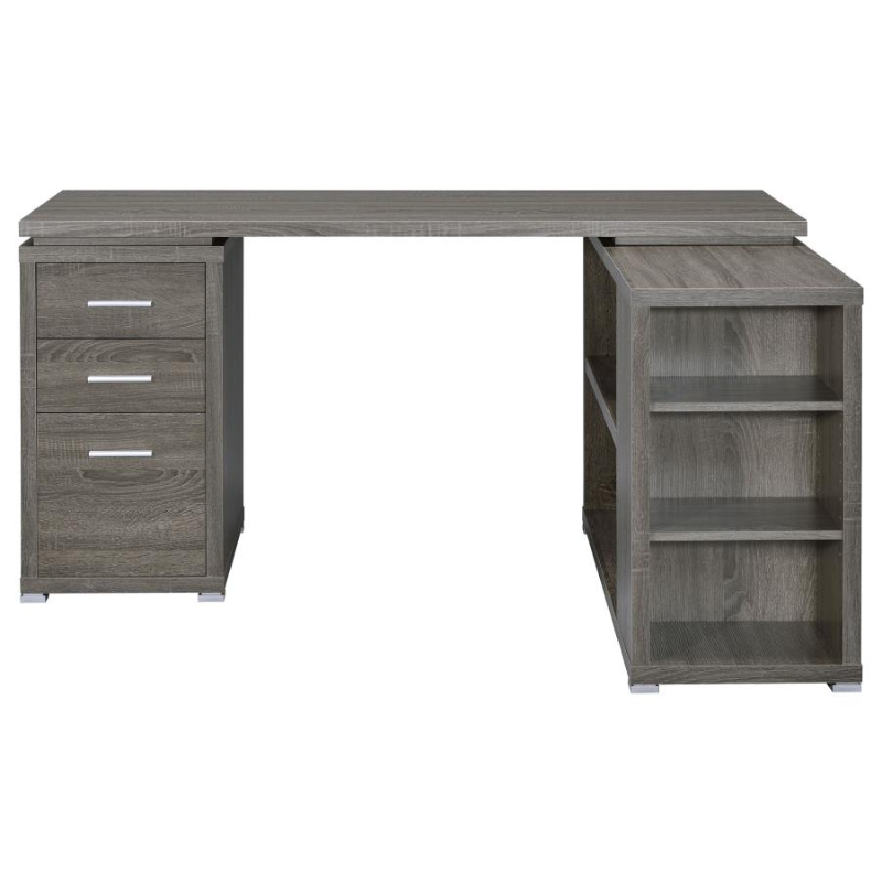 Yvette 60-inch 3-Drawer L-Shape Computer Desk Weathered Grey – 800518
