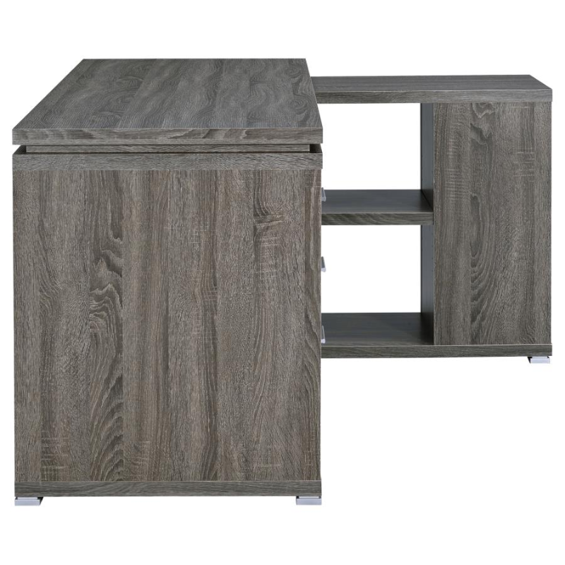Yvette 60-inch 3-Drawer L-Shape Computer Desk Weathered Grey – 800518
