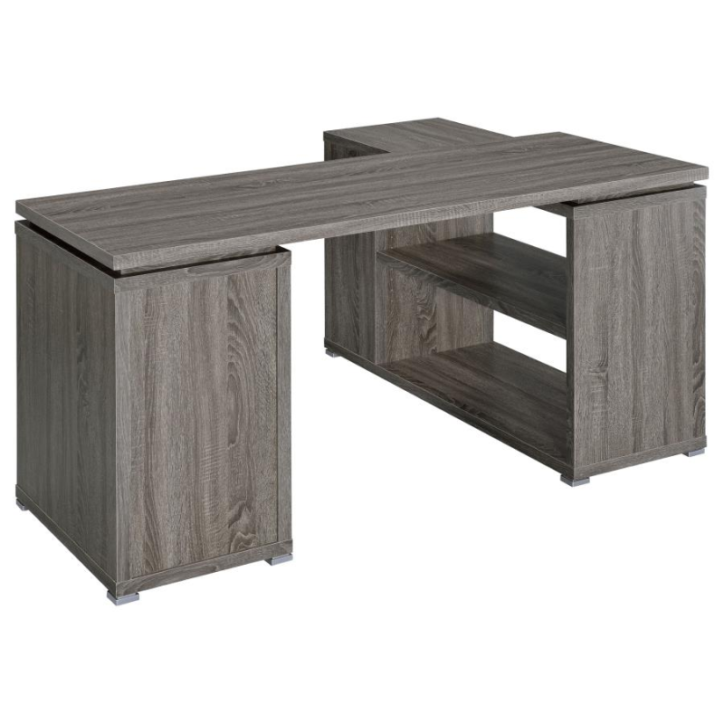 Yvette 60-inch 3-Drawer L-Shape Computer Desk Weathered Grey – 800518