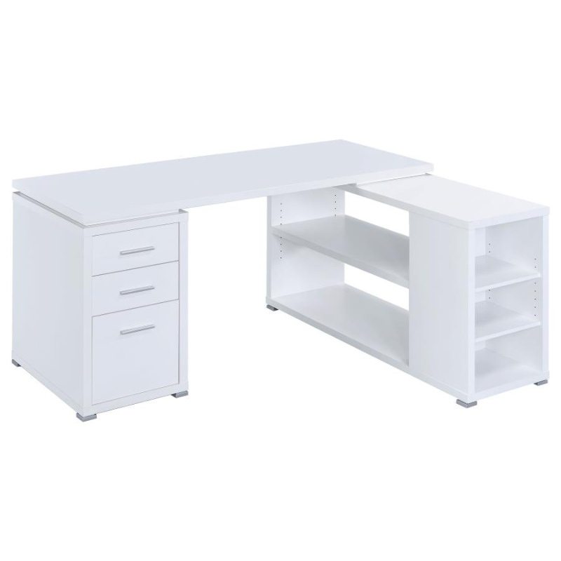 Yvette 60-inch 3-Drawer L-Shape Computer Desk White – 800516