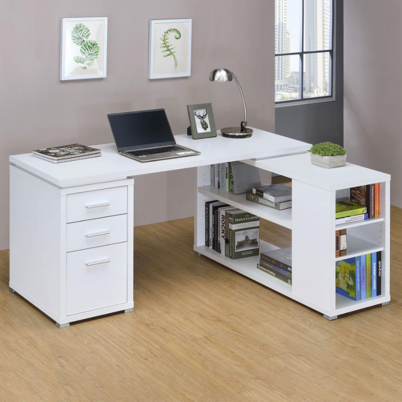Yvette 60-inch 3-Drawer L-Shape Computer Desk White – 800516