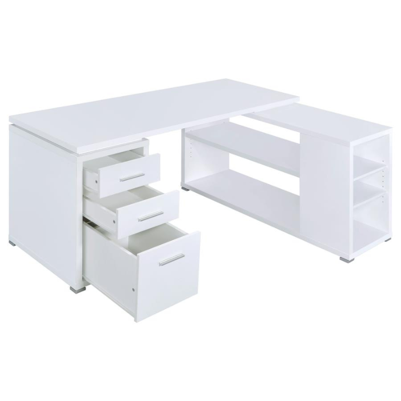 Yvette 60-inch 3-Drawer L-Shape Computer Desk White – 800516