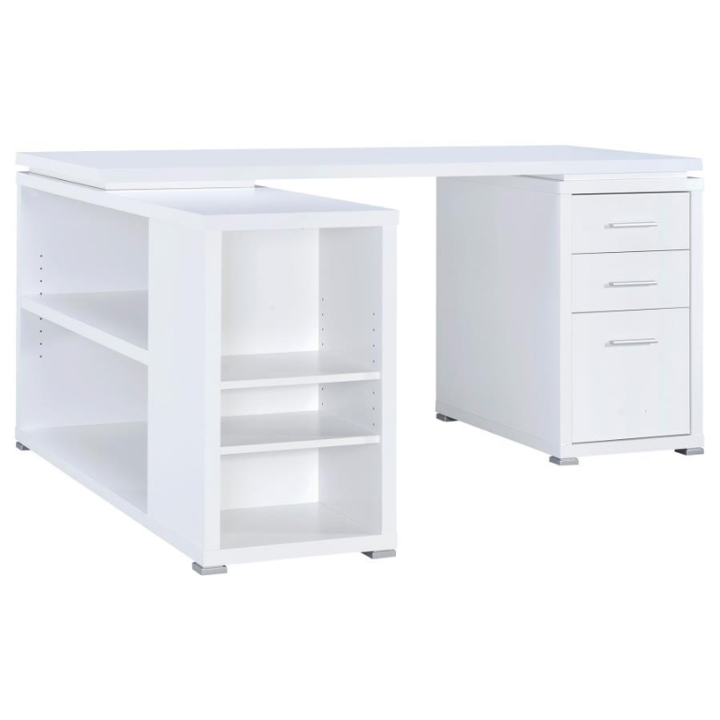 Yvette 60-inch 3-Drawer L-Shape Computer Desk White – 800516