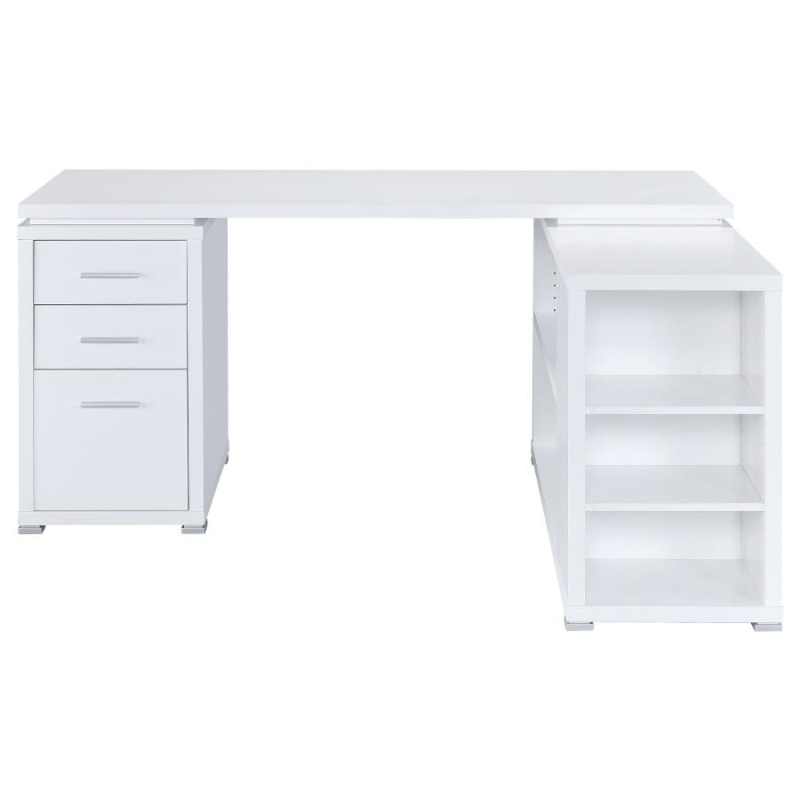 Yvette 60-inch 3-Drawer L-Shape Computer Desk White – 800516