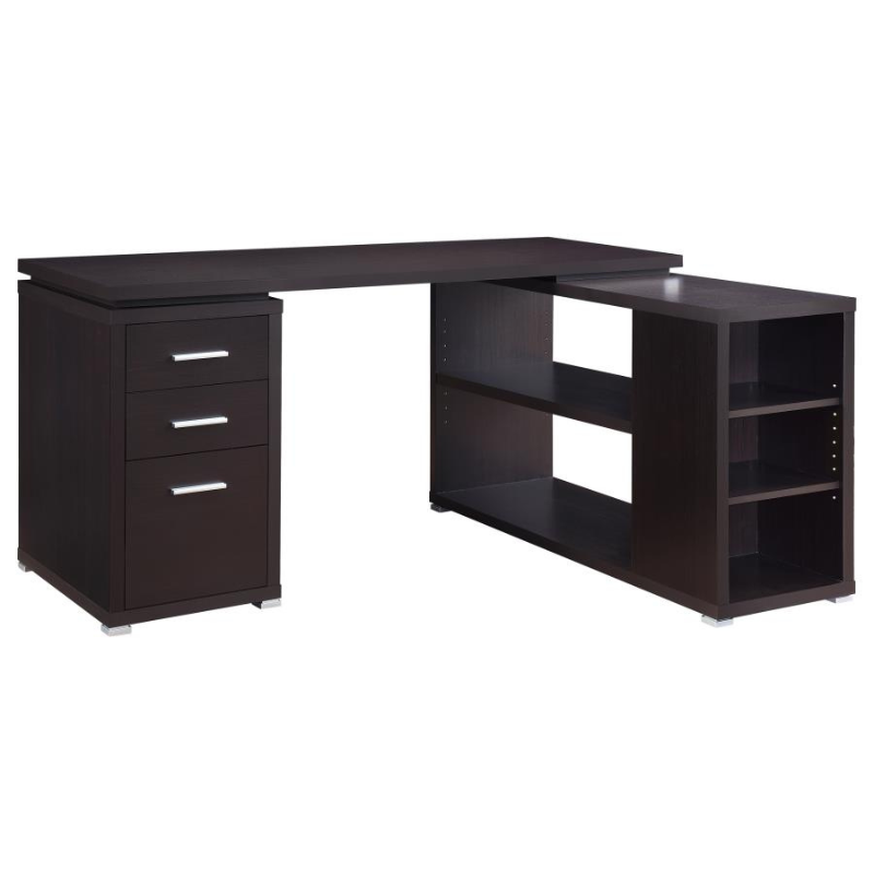 Yvette 60-inch 3-drawer L-Shape Computer Desk Cappuccino – 800517