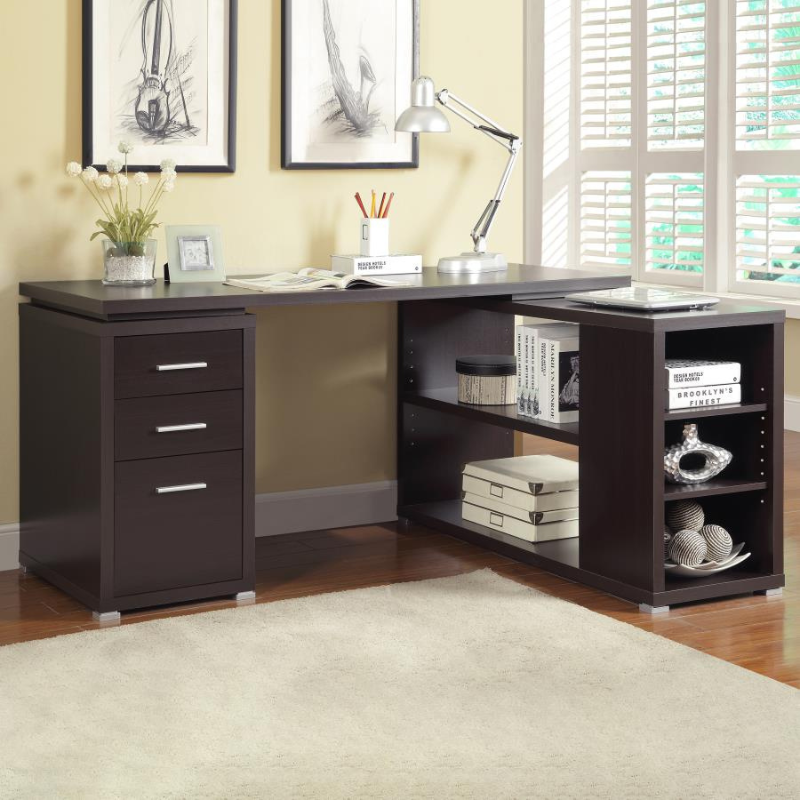 Yvette 60-inch 3-drawer L-Shape Computer Desk Cappuccino – 800517