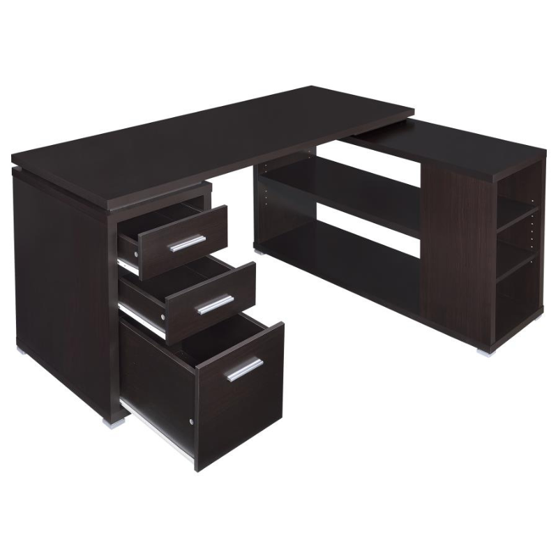 Yvette 60-inch 3-drawer L-Shape Computer Desk Cappuccino – 800517