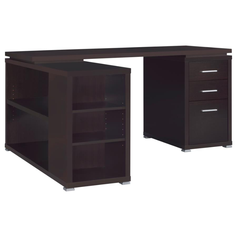 Yvette 60-inch 3-drawer L-Shape Computer Desk Cappuccino – 800517