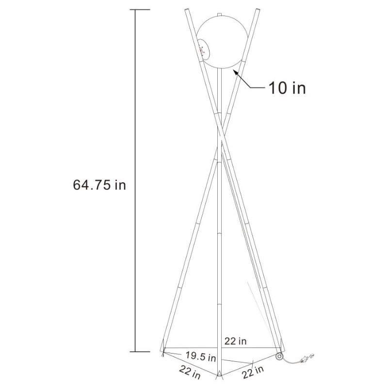 amileth Spherical Bulb Metal Tripod Floor Lamp Gold - 920218